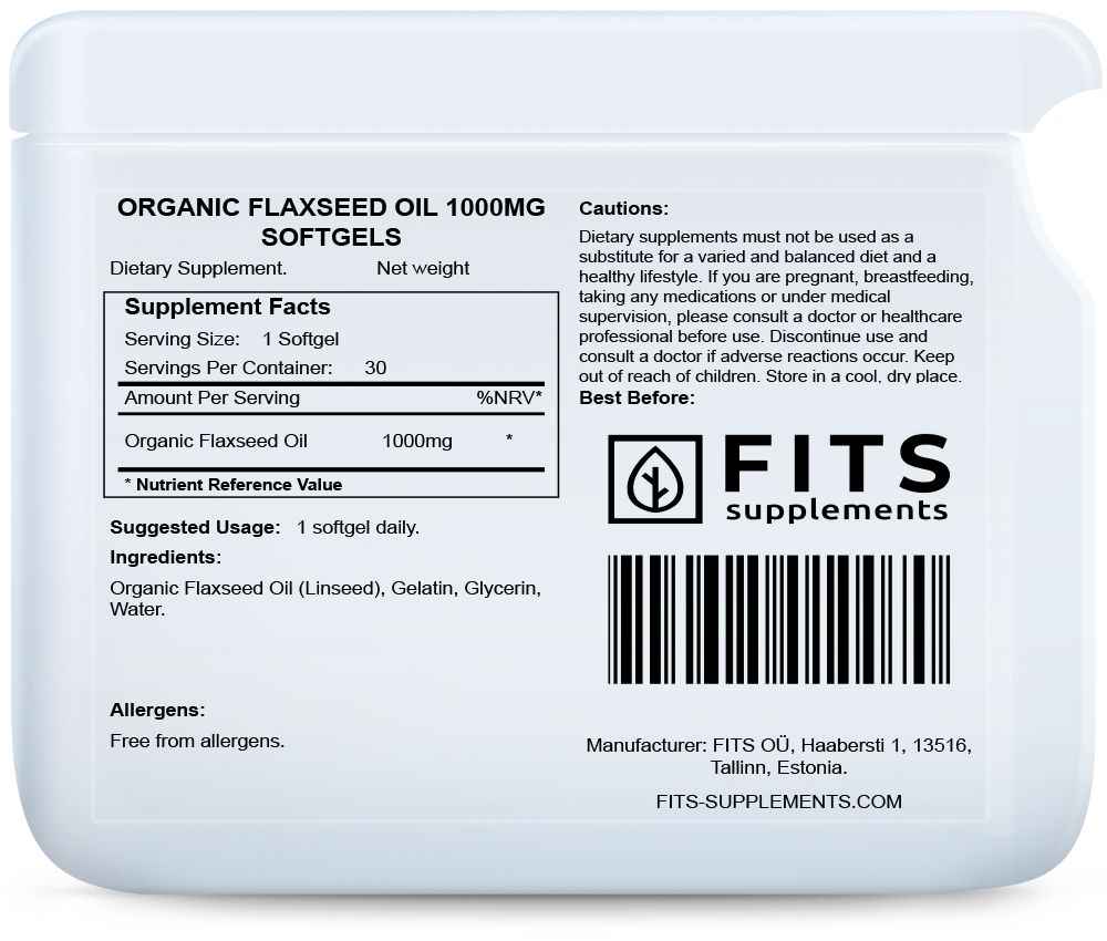 Flaxseed Oil 1000mg 30 softgels