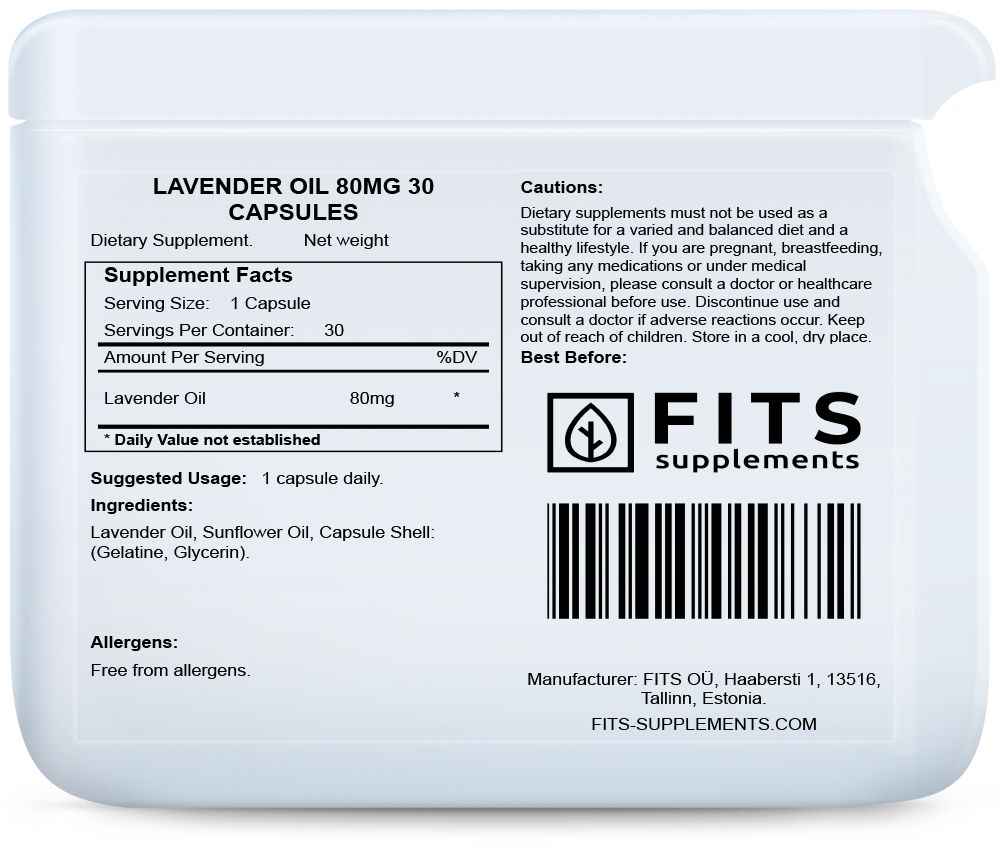 Lavender Oil 80mg 30 capsules