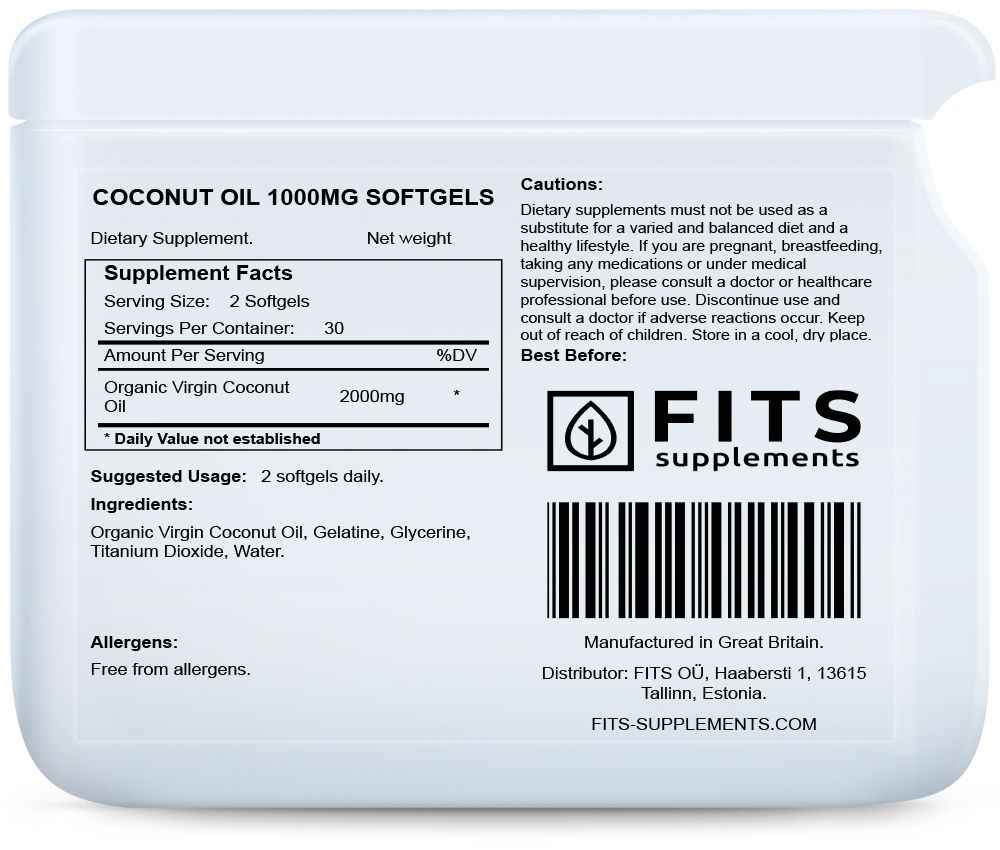 Coconut Oil 1000mg 60 softgels
