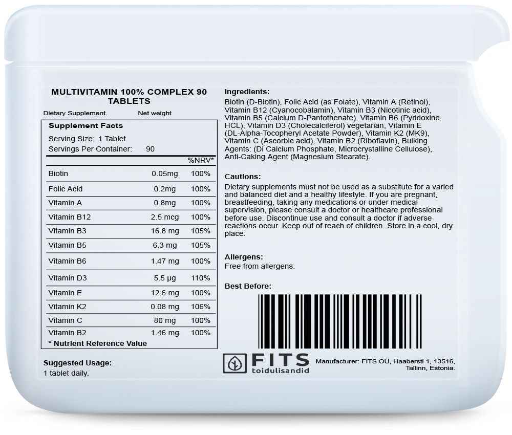 Multivitamin 100% Complex 90 tablets