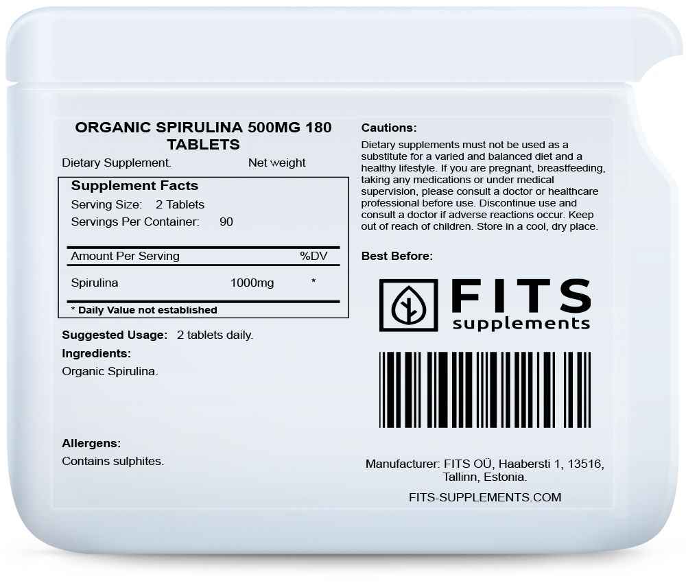 Spirulina 500mg 180 tablets