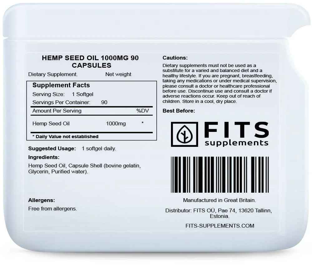 Hemp seed oil 1000mg 90 capsules