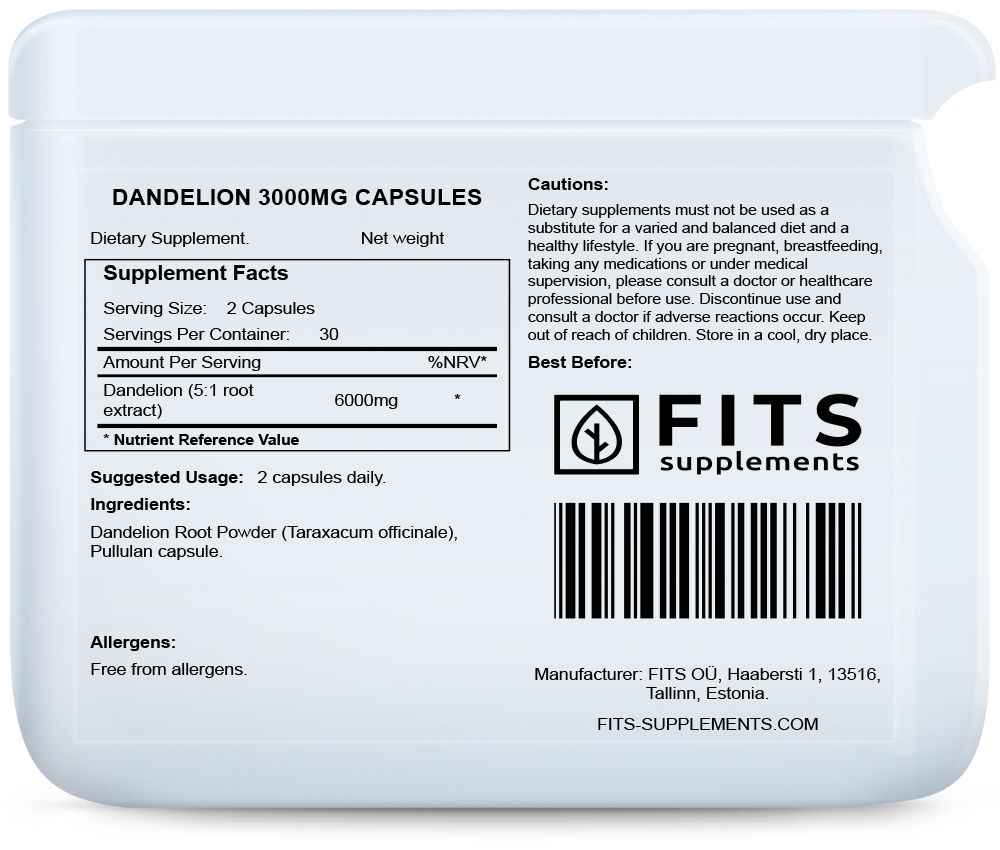 Dandelion 3000mg 60 capsules