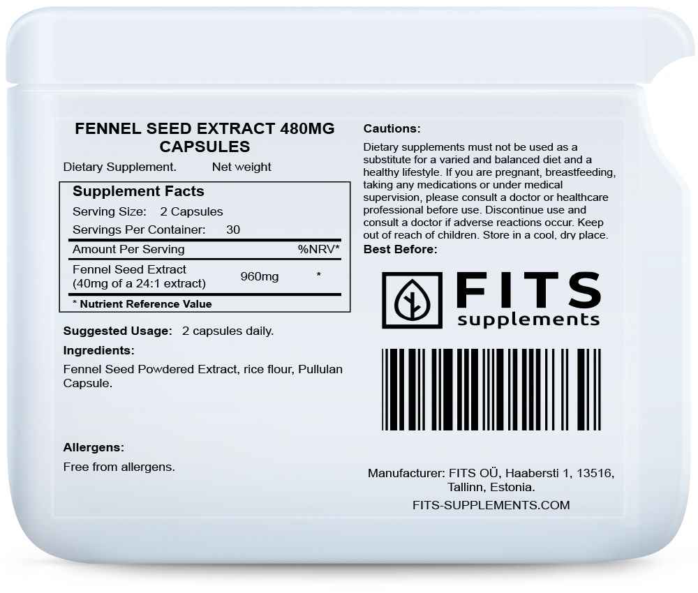 Fennel Seed Extract 480mg 60 capsules