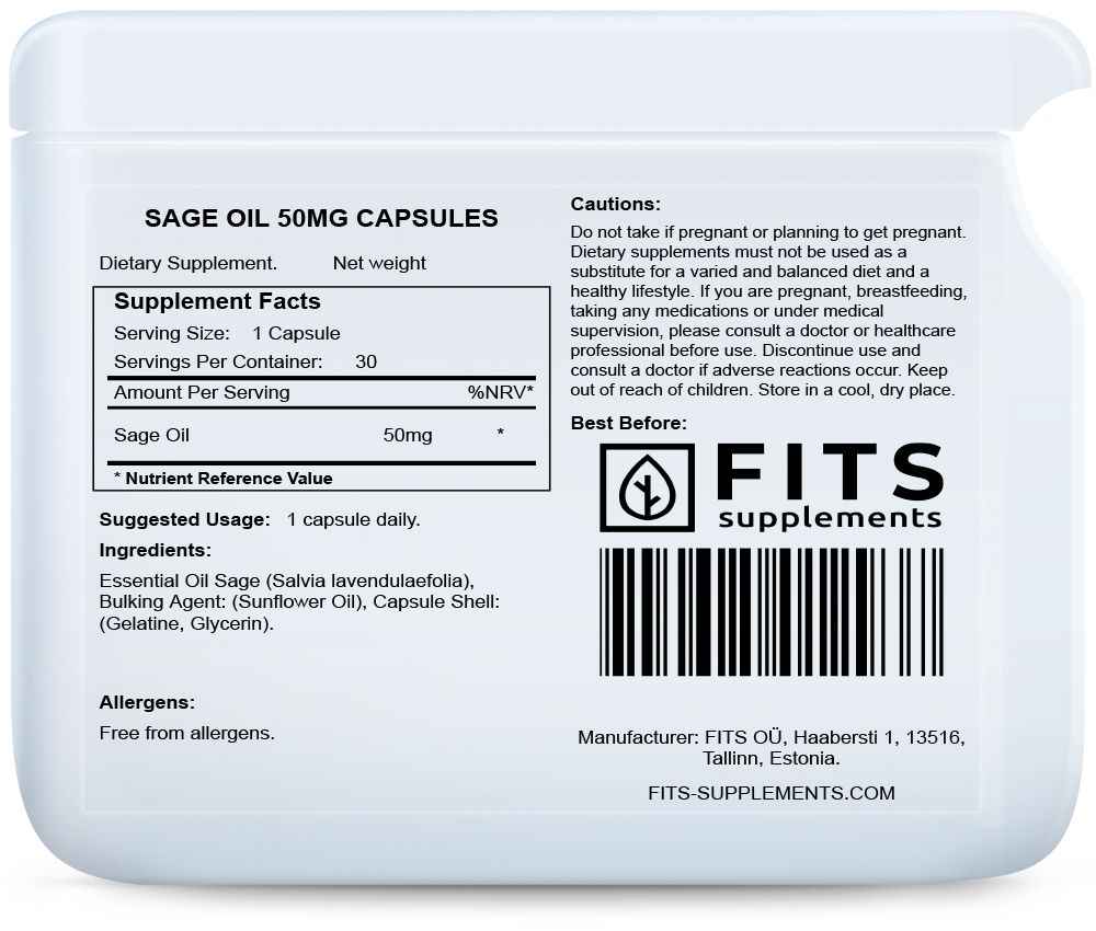 Sage Oil 50mg 30 capsules