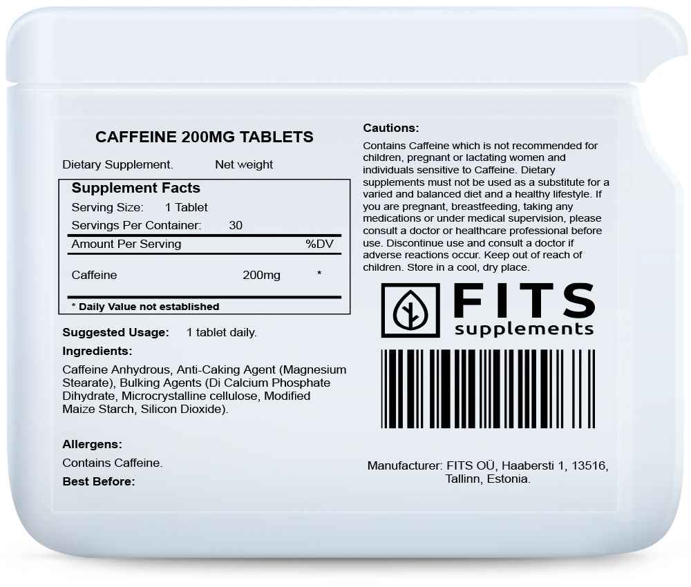 Caffeine 200mg 30 tablets