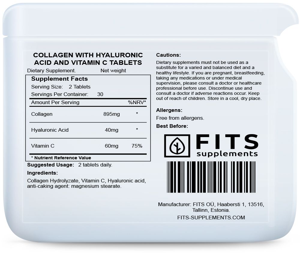 Collagen with Hyaluronic Acid and Vitamin C 60 tablets