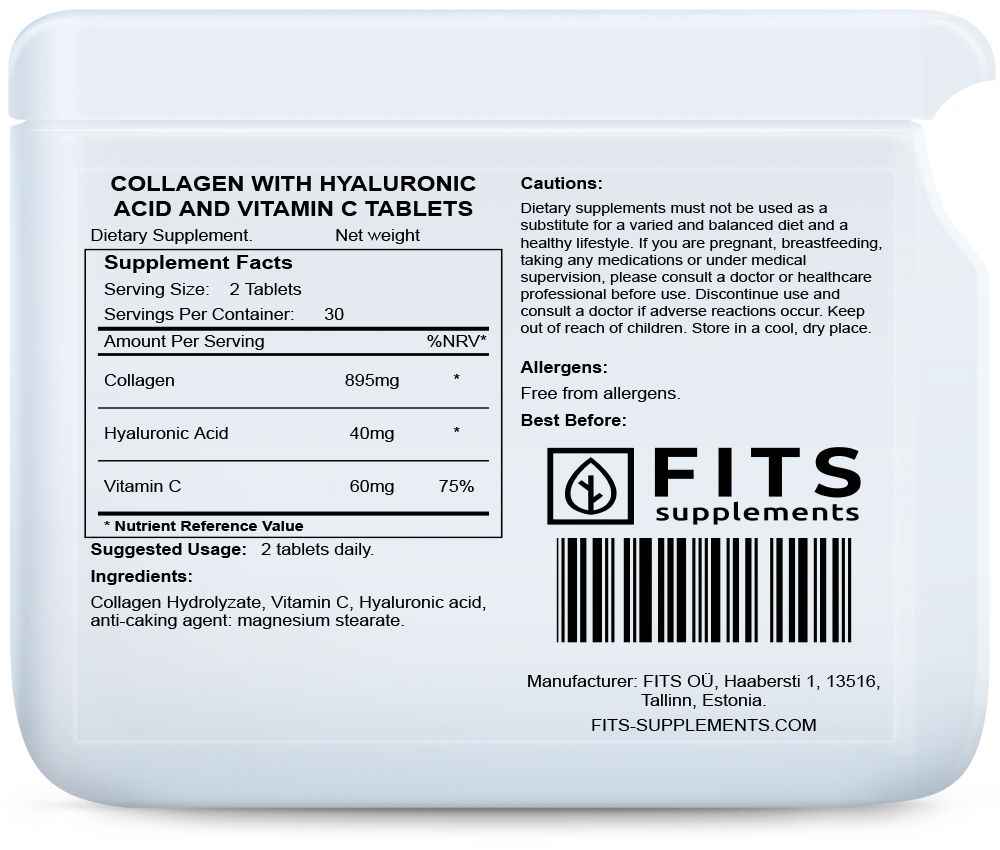 Collagen with Hyaluronic Acid and Vitamin C 60 tablets