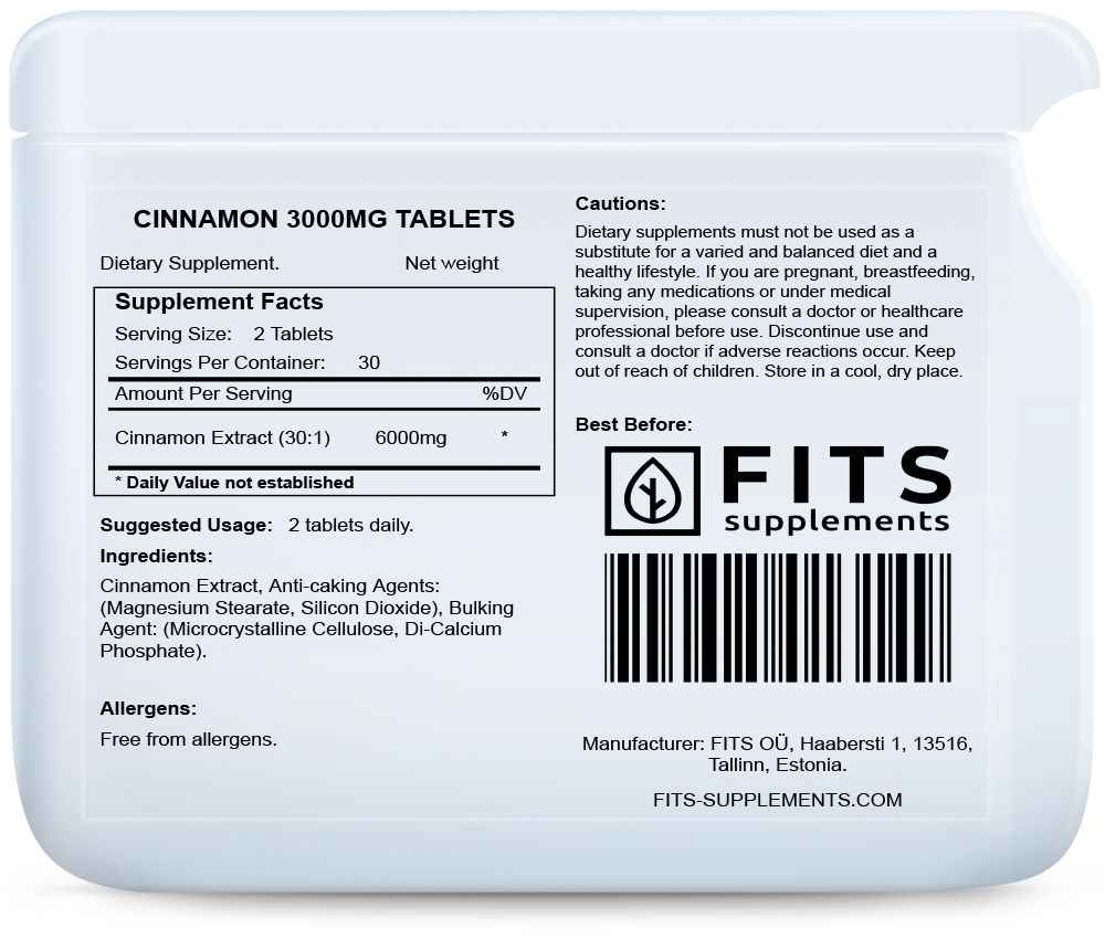 Cinnamon 3000mg 60 tablets