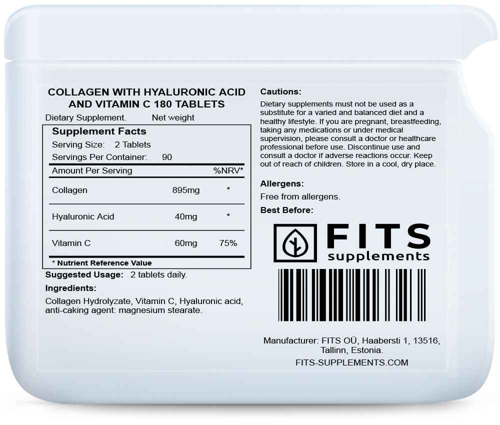 Collagen with Hyaluronic Acid and Vitamin C 180 tablets