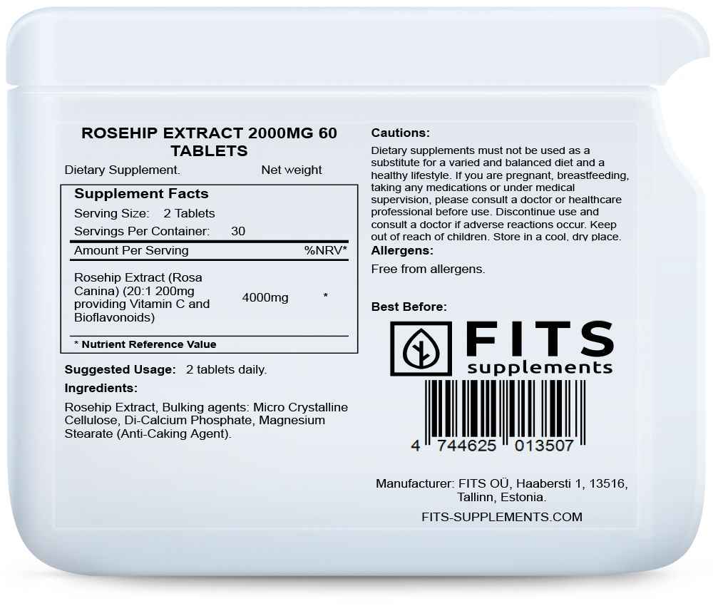 Rosehip Extract 2000mg 60 tablets