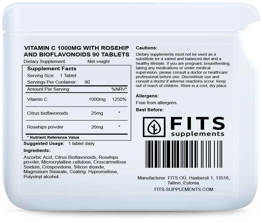 Vitamin C 1000mg with Rosehip and Bioflavonoids 90 tablets