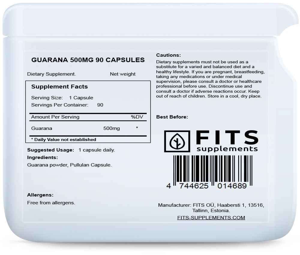 Guarana 500mg 90 capsules
