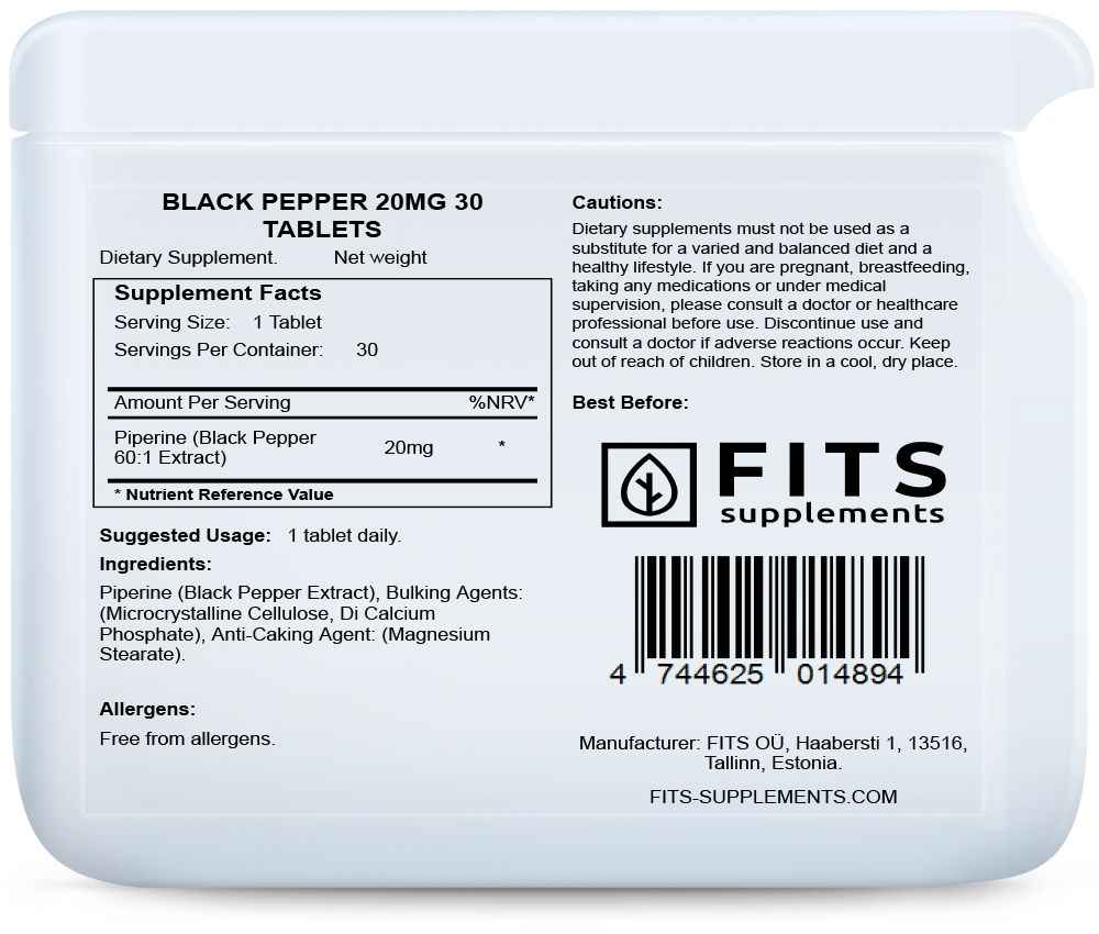 Black Pepper 20mg 30 tablets