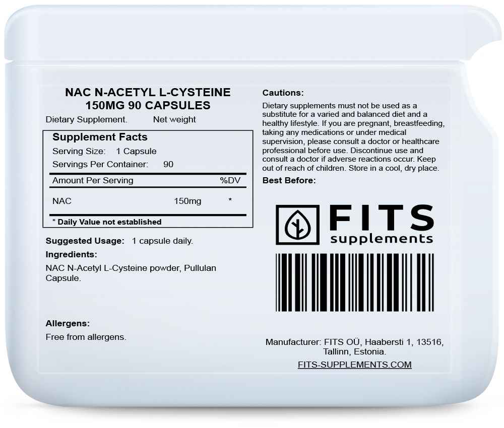 NAC N-Acetyl L-Cysteine 150mg 90 capsules