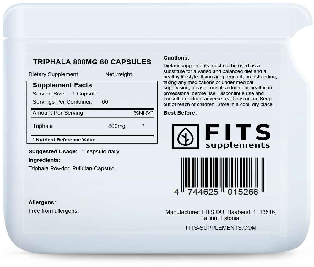 Triphala 800mg 60 capsules