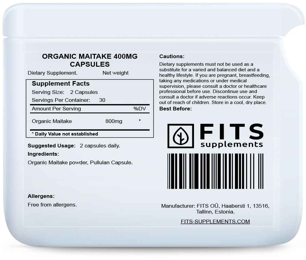 Organic Maitake 400mg 60 capsules