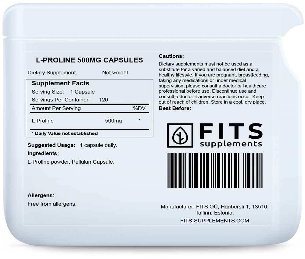 L-Proline 500mg 120 capsules