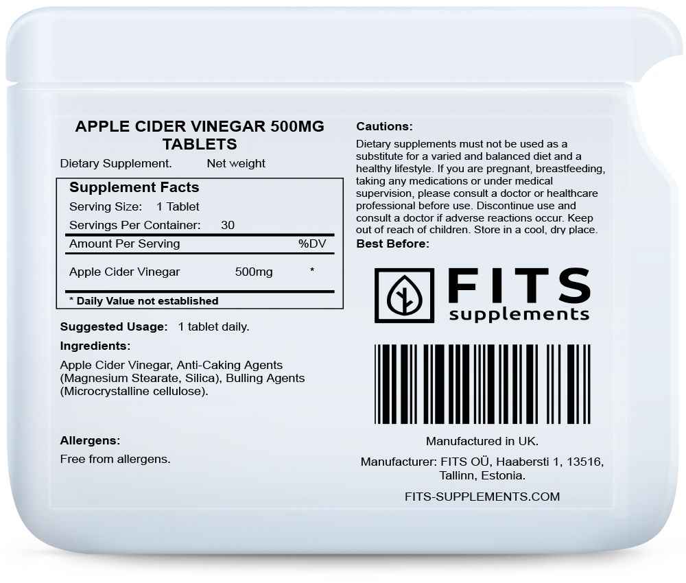 Apple Cider Vinegar 500mg 30 tablets