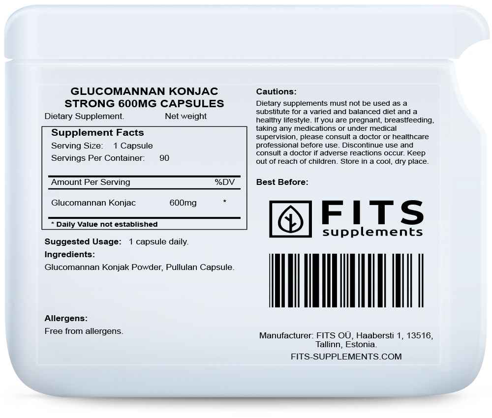 Glucomannan Konjac Strong 600mg 90 capsules