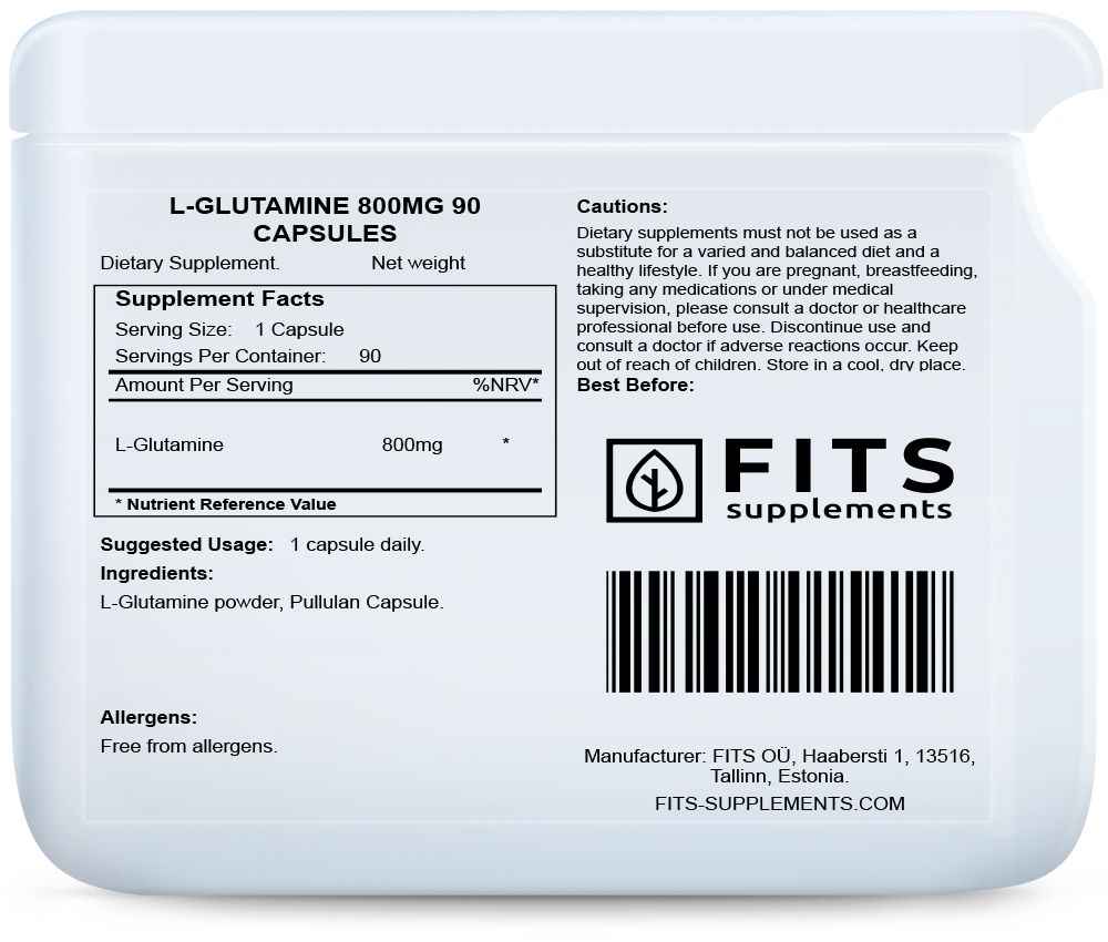 L-Glutamine 800mg 90 capsules