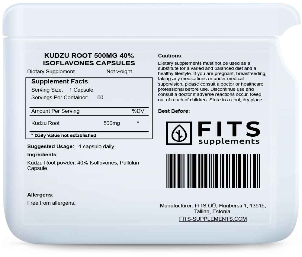 Kudzu Root 500mg 40% Isoflavones 60 capsules