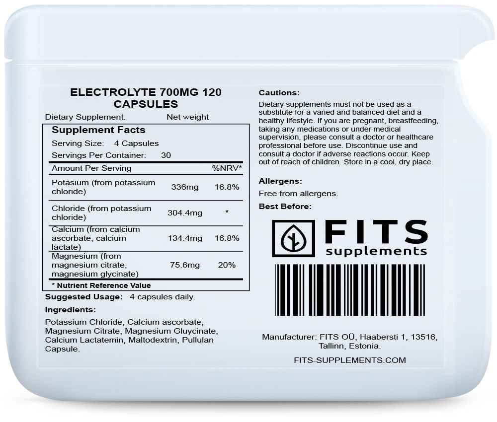 Electrolyte 700mg 120 capsules