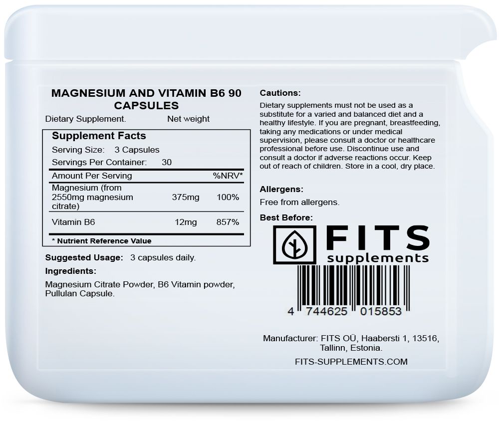 Magnesium and Vitamin B6 90 capsules
