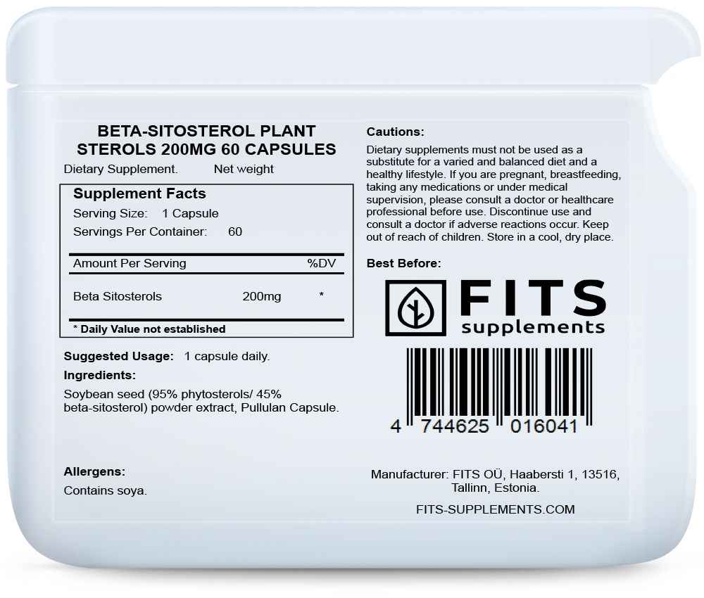 Beta-Sitosterol Plant Sterols 200mg 60 capsules