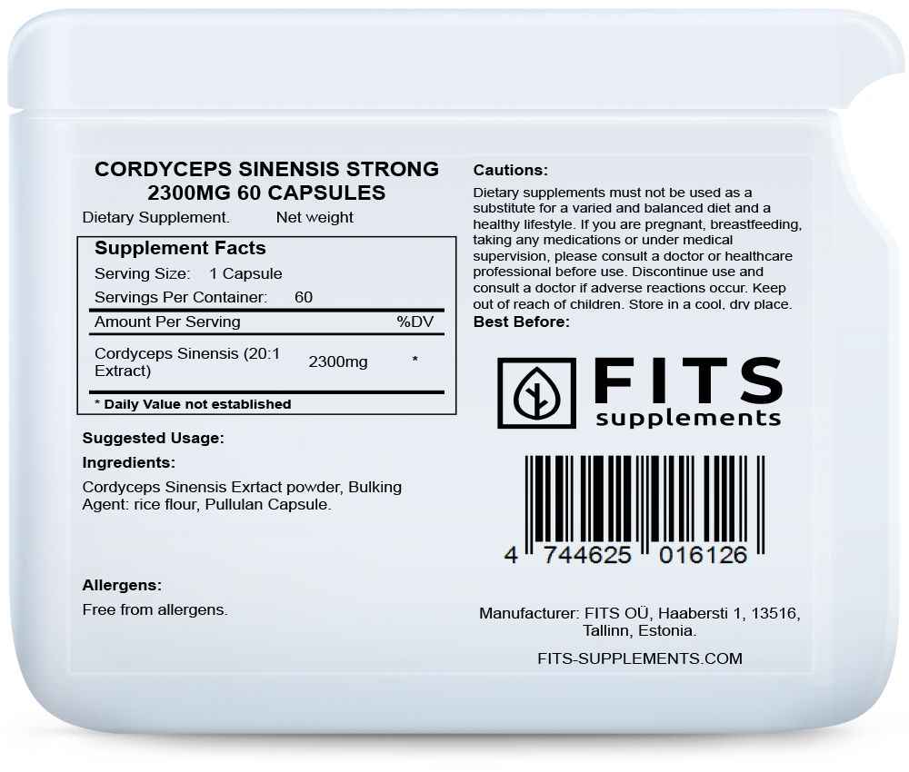 Cordyceps Sinensis Strong 2300mg 60 capsules