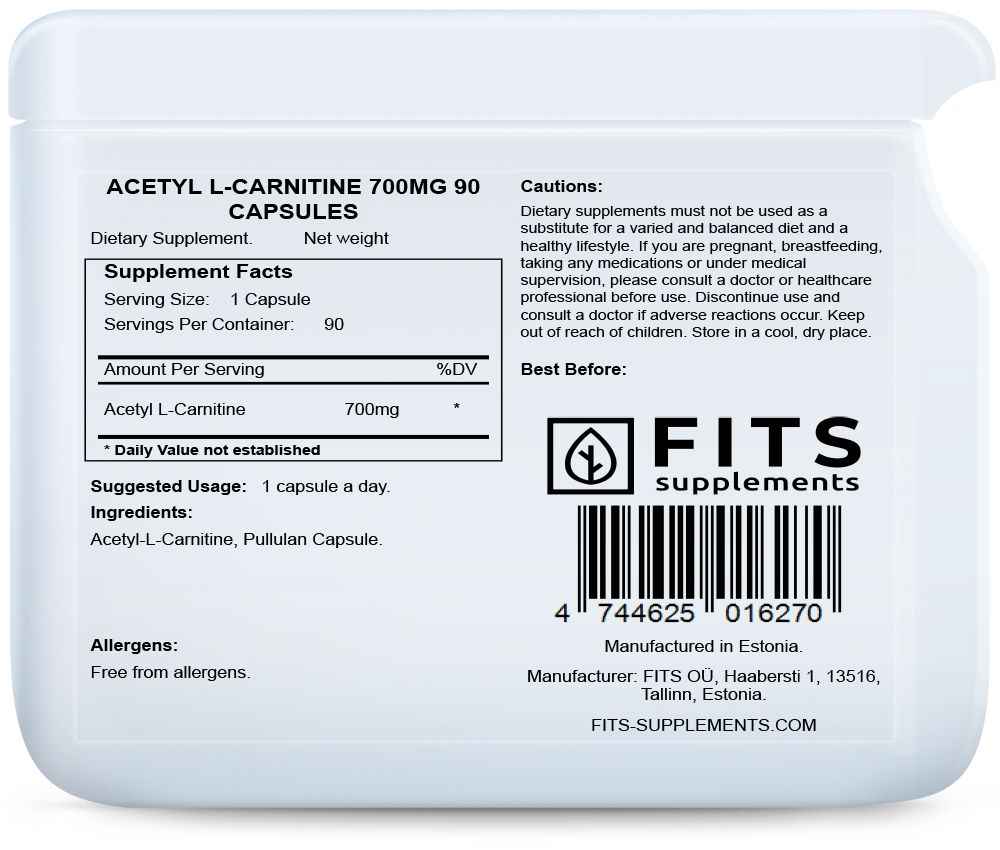 Acetyl-L-Carnitine 700mg 90 capsules