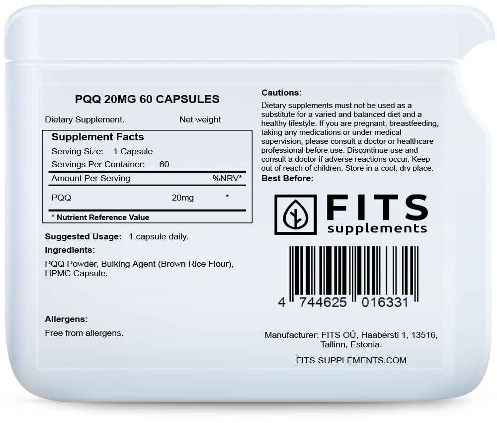 PQQ 20mg 60 capsules