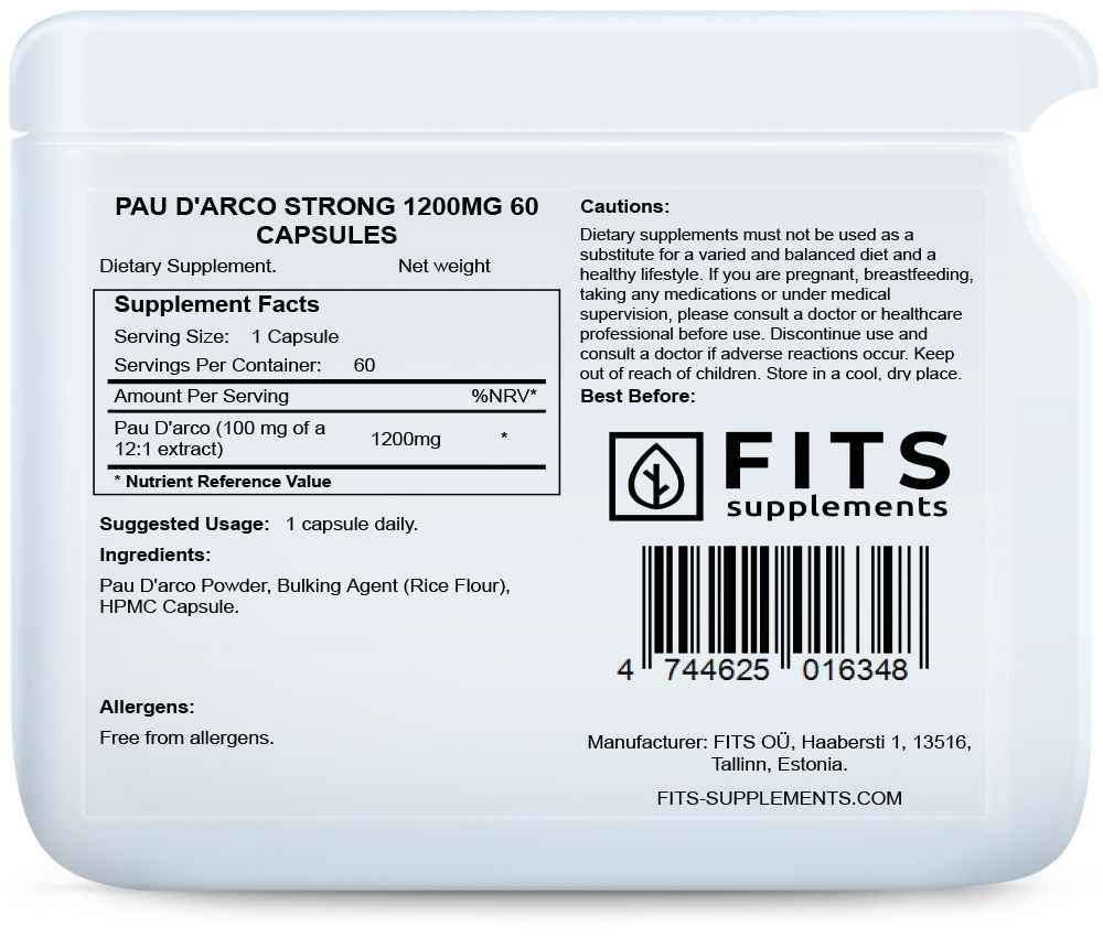 Pau D'arco Strong 1200mg 60 capsules