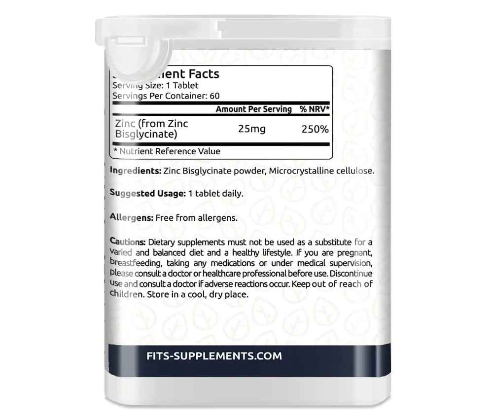 Zinc Bisglycinate 25mg 60 tablets