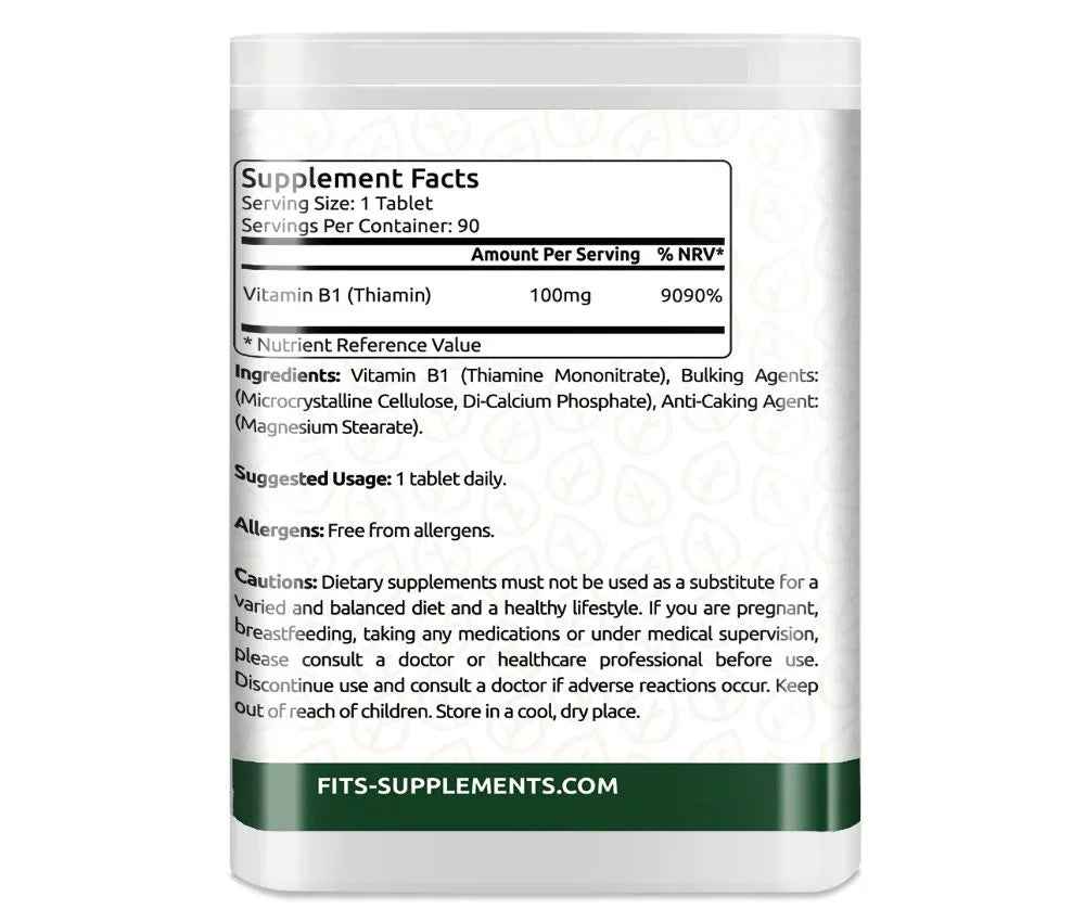 Vitamin B1 100mg (Thiamin) 90 tablets