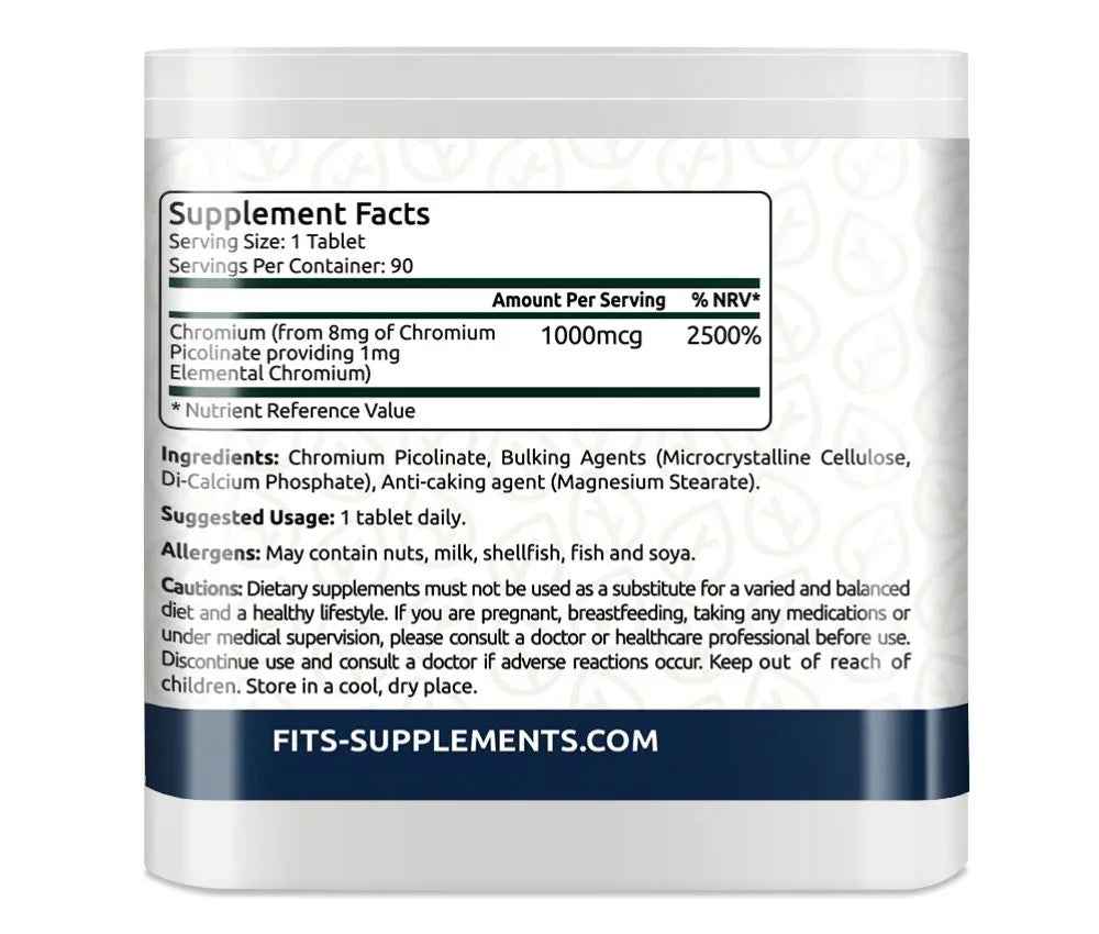 Chromium 1000mcg 90 tablets