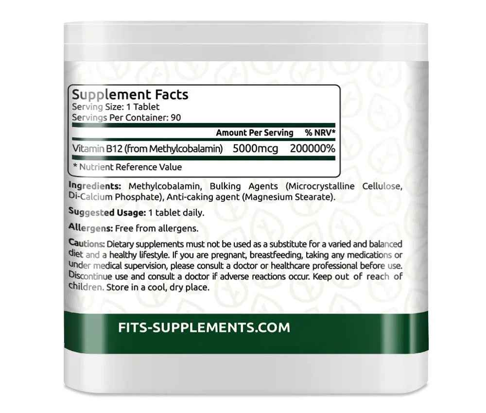 Vitamin B12 Strong 5000mcg 90 tablets