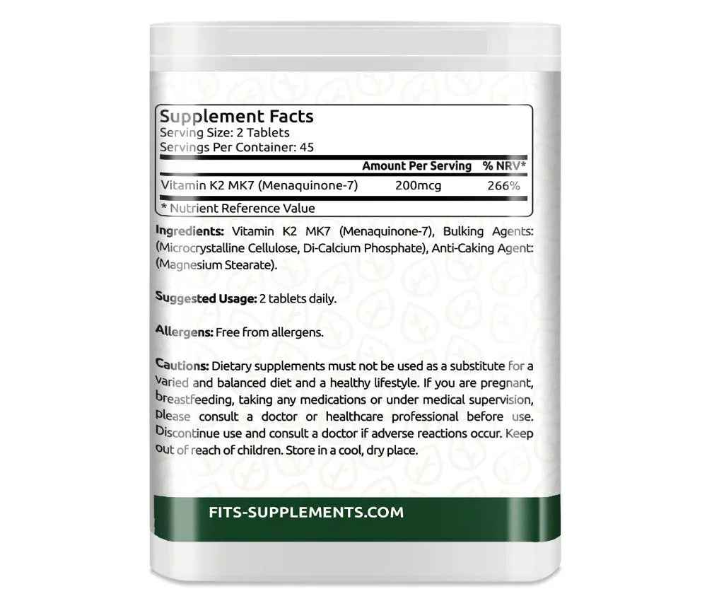 Vitamin K2 MK7 100 mcg 90 tablets