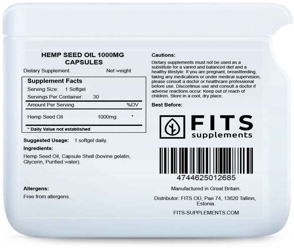 Hemp seed oil 1000mg 30 capsules