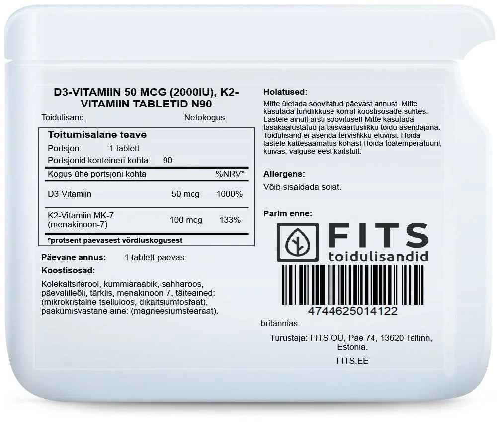 Vitamin D3 2000IU with Vitamin K2 90 tablets