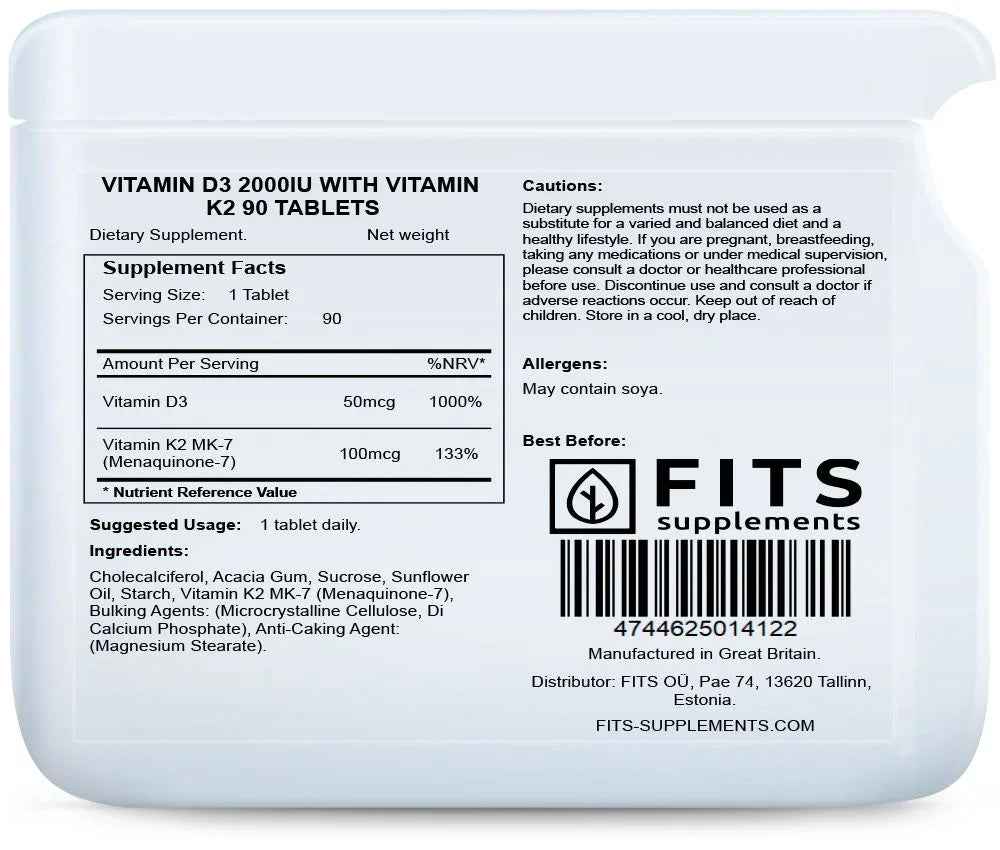 Vitamin D3 2000IU with Vitamin K2 90 tablets